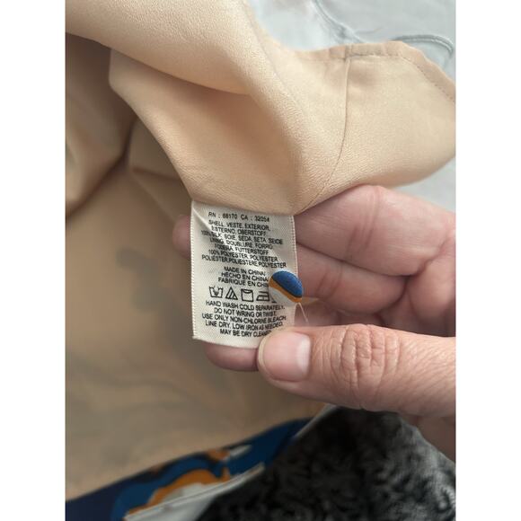 Maeve Silk Floral Chiffon Shift Dress Womens Size Large Blue Pink Art Party - Picture 4 of 7